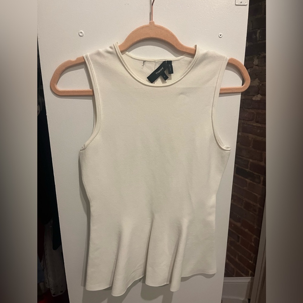 Theory White Peplum Tank